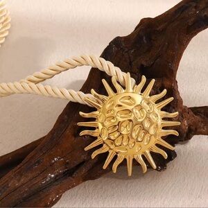 Sun 18K Gold Waterproof Cream Pendant Necklace